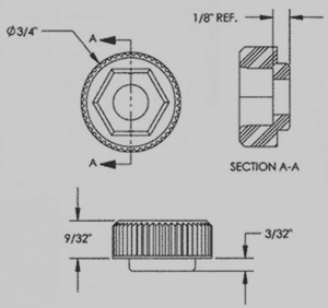 (104) 1/4" Hex Press-Loc Round Knobs